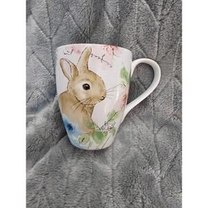 222 Fifth Bunny Rabbit Easter Floral Coffee & Tea Mug Cup Multicolor 4.5" Flower